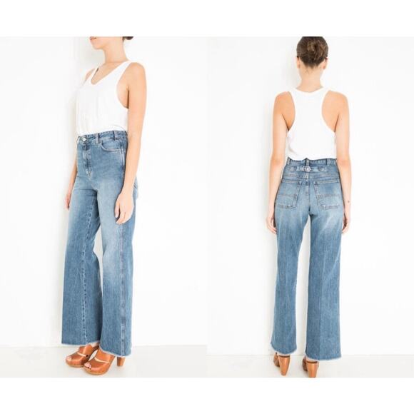 Closed Kathy Relaxed Fit Jeans 27 Blue Distressed Rigid High Rise Italian Denim - Picture 1 of 11